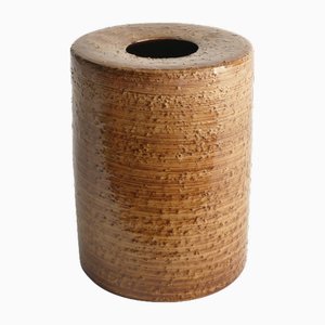 Scandinavian Modern Brown Cylindrical Vase by Jerk Werkmäster for Nittsjö, 1960