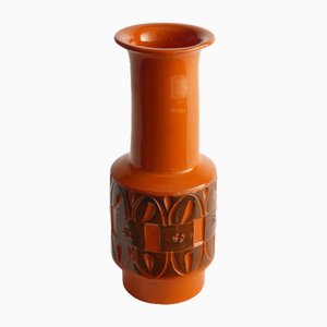 Orangefarbene Midcentury Vase aus Steingut von Fratelli Fanciullacci, 1960er