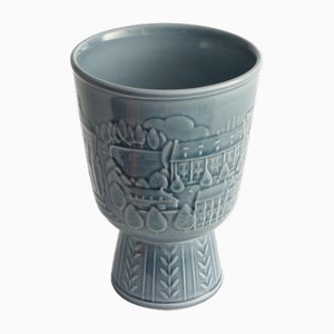 Scandinavian Modern French Blue Vase by Gunnar Nylund for Rörstrand, 1950