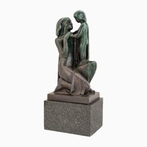 Joseph Csáky, Mother with Her Child, Bronze on Granite Base