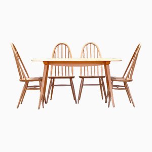 Mesa de comedor y sillas vintage de olmo de Lucian Ercolani para Ercol. Juego de 5