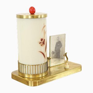 Lámpara de mesa Art Déco con pantalla de vidrio
