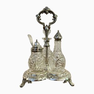 Antique Edwardian Silver Plated Cruet Set, 1900, Set of 3