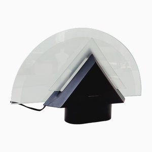 Postmodern Adjustable Geometric Glass and Black Metal Table Lamp, 1980s