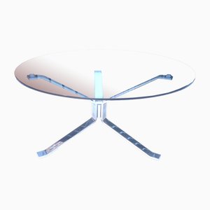 Vintage Coffee Table in Glass and Chrome, 1980s