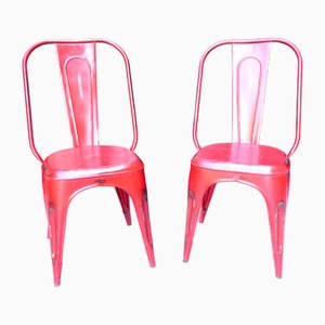 Sillas de chapa roja. Juego de 2