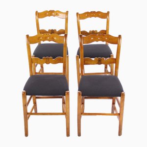 Sedie Biedermeier vintage rustiche in ciliegio, set di 4