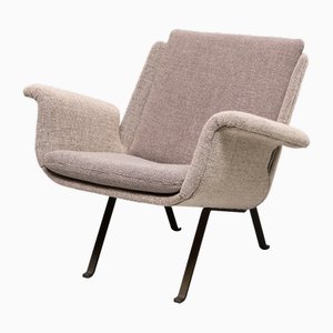 Armchair in Gray Two Tone Wool and Steel by Koene Oberman, Netherlands, 1950s
