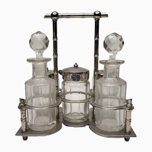 Porta condimenti in metallo argentato, set di 5