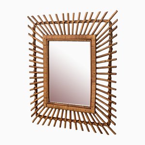 Mid-Century French Riviera Bamboo Wall Mirror, 1960s