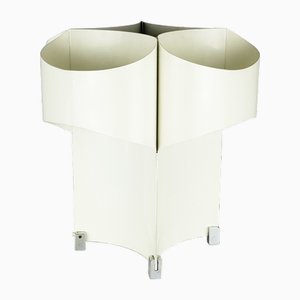 Mid-Century Italian Chrome-Plated and White Painted Metal Table Lamp, 1960s