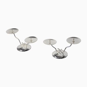 Portacandele Art Deco a due fiamme, anni '80, set di 2