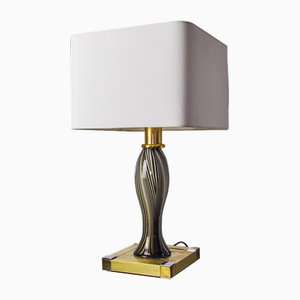 Lampe de Bureau en Verre de Murano et Laiton, 1970
