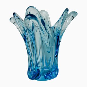 Italian Blue Vase in Murano Glass from Seguso, 1970