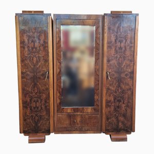 Art Deco Walnut Wardrobe, 1980s