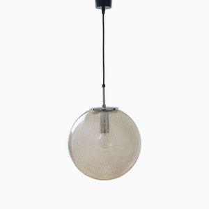 Plafonnier Globe Mid-Century en Verre Bullé de Limburg, 1970s