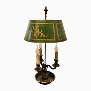 Lampe de Bureau Triple Bouillotte Antique en Plaqué Argent, France, 1890s