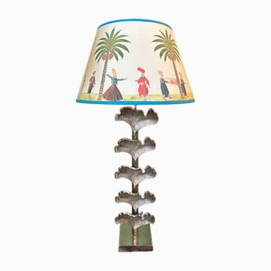 Silver Gingko Lamp with Conical Dardanelle Lampshade