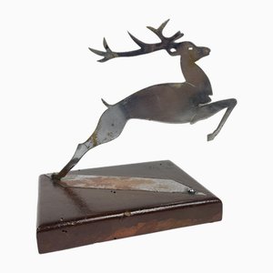 Hirschförmiges Ornament mit Holzsockel, 1950er