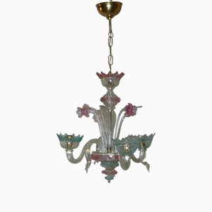 Kronleuchter aus Muranoglas & Messing, 1950er