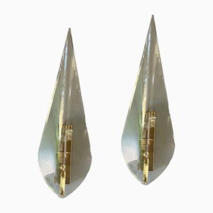 Italian Beveled Glass Sconces attributed to Fontana Arte, 1960s, Set of 2