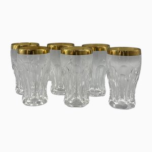 Verres à Apéritif avec Bord en Or 18k par Franz Kaspar pour Glashütte, 1950s, Set de 6