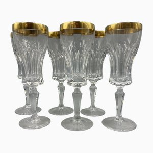 Wine Glasses with 18K Gold Rim by Franz Kaspar for Glashütte, 1950s, Set of 6