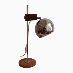 Lampada da scrivania vintage regolabile in metallo cromato, anni '70