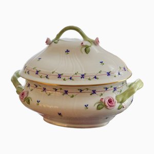 Vintage Porcelain Oval Tureen with Branch Handle from Herend, 1990