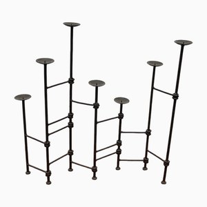 Mid-Century Brutalist Wrought Iron Extendable Floor Candleholder, 1960s