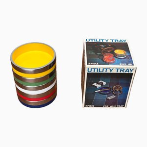 Mid-Century Space Age Metal and Melamin Utility Tray Bowls, 1960s, Set of 5