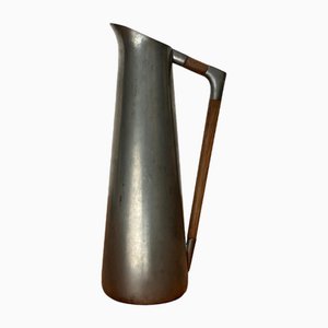 Vase Carafe Mid-Century en Étain avec Poignée en Teck de KMD Tiel Royal Holland Pewter, 1960s