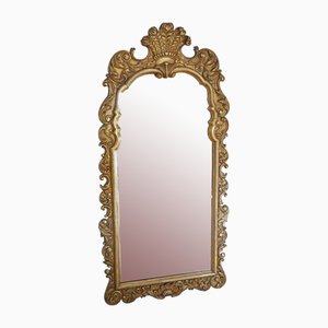 Specchio da parete grande antico in legno dorato, fine XIX secolo