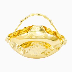 Art Nouveau Floral Brass Fruit Bowl, 1908