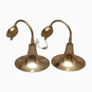 Vintage Trump Shape Lights in Brass by Börje Claes for Norlett Elit, 1960s, Set of 2