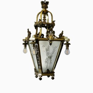 Grand Plafonnier Lanterne Arts and Crafts Gothique, France, 1890s