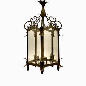 Large French Wrought Iron Hall Lantern