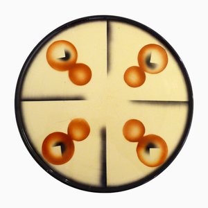 Plat de Service Rond avec Décoration Graphique Art Déco, 1930s
