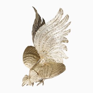 Vintage Italian Silver Plated Fighting Roosters, 1960, Set of 2