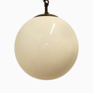 Art Deco Globe Opaline Glass Pendant Light, 1930s