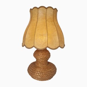 Lampada da tavolo Mid-Century in vimini, anni '60
