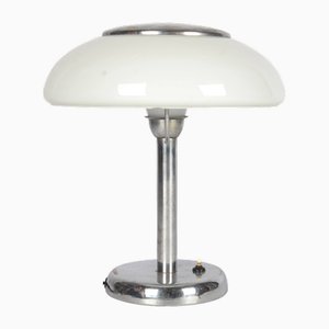 Lampada da scrivania funzionalista Bauhaus in metallo cromato di Napako, anni '30