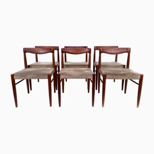 Danish Dining Chairs in Teak with Mohair Velvet Seats by H.W. Klein for Bramin, 1960s, Set of 6