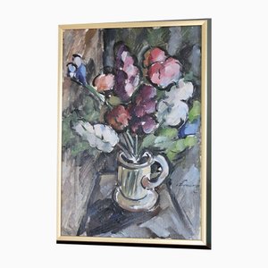 I Franke, Vase, 1960s, Oil on Canvas, Framed
