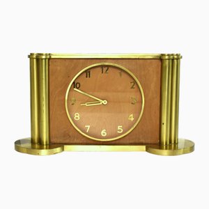 Large Art Deco Table Clock in Brass, 1930s