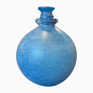 Light Blue Scavo Murano Glass Vase attributed to Cenedese, 1960s