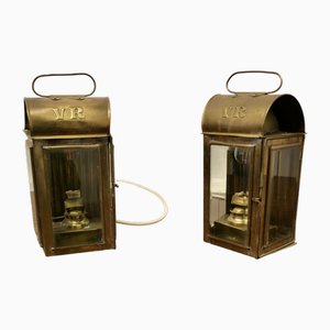 Large Wall Lanterns in Brass, Set of 2