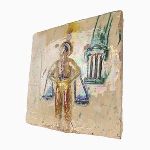 Glazed Ceramic Plate with Cenachero by Hermanos Morillo, 1940s