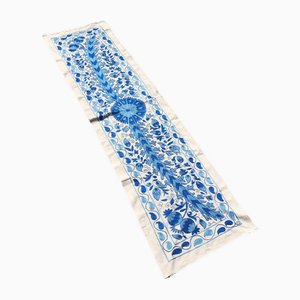 Handmade Blue Crochet Table Runner, 1980s