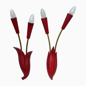 Vintage Wandlampen mit Blumenmuster, 1950er, 2er Set